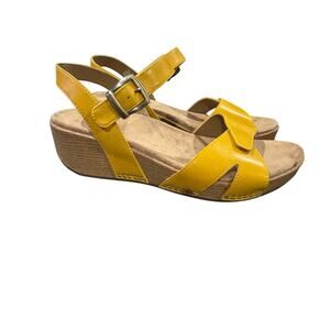 Dansko  Laurie Yellow Leather Wedge Heels Sandals Size 41 US 10.5